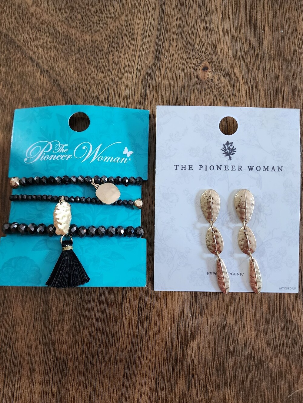 Bundle Of The Pioneer Women Drop Earring Black Beaded Tassel  Bracelet NWT